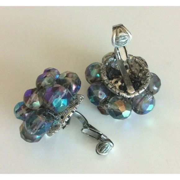 Vogue Silver Faceted Bead Cluster Clip On Earrings - Picture 5 of 6